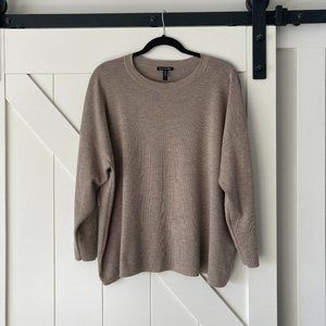 Eileen Fisher Ultrafine Merino Box Top in Responsible Wool, Barley, 2X